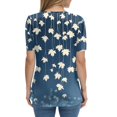 thumbnail image 4 of NAMTYQX Graphic Tees for Women Ladies Tops Pattern Button V Neck Short Sleeve Womens Graphic T Shirts Royal Blue Size 2XL, 4 of 5