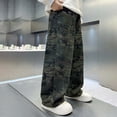 thumbnail image 5 of ZHOGXU Kids Boys Girls Cargo Denim Pants Elastic Waist Wide Leg Print Lightweight Loose Fit Trousers With Pockets For Casual Daily Wear,,4-5 Years, 5 of 8