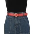 thumbnail image 6 of INSPIRE CHIC Women's Grommet Belt Faux Leather Single Pin Buckle Punk Belts for Jeans Pants 104cm/40.94" Black & Red, 6 of 7
