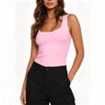 thumbnail image 5 of Gamivast Ribbed Tank Top for Women Sleeveless Scoop Neck Fitted Summer Cami Shirt Stretchy Basic Top for Daily Outfits Layering And Workout Pink L, 5 of 7