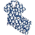 thumbnail image 4 of Glisme Halloween Nightwear For Girls 2 Piece Cute Ghost Graphic Short Sleeve Notch Neck Pyjamas Shorts Outfit Summer Fall Soft Girls Pajamas Size 6-7 Years Blue, 4 of 4