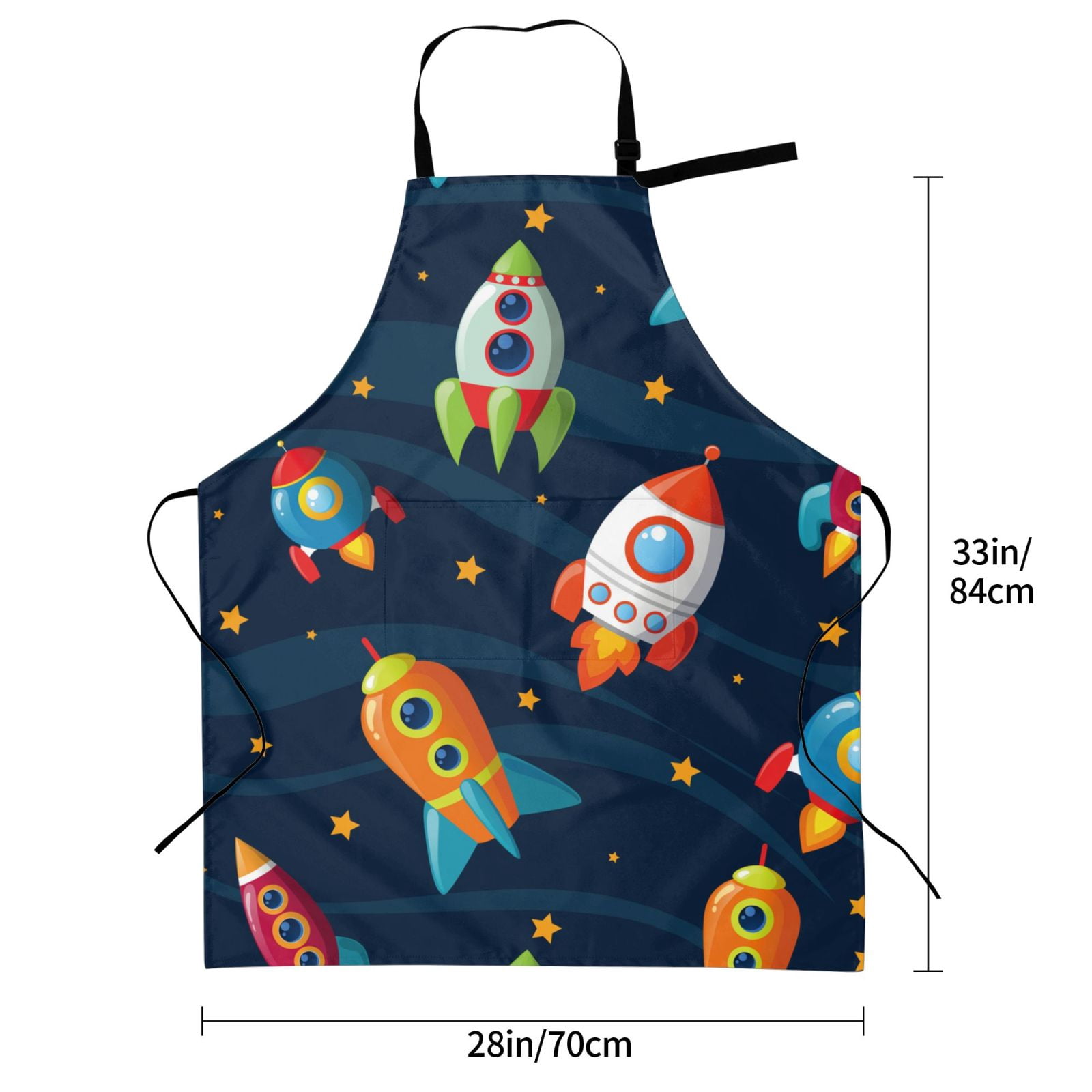 Kdxio Spaceships and Stars Apron with Pockets Adjustable Kitchen Aprons for Men Women Waterproof Aprons for Cooking,Drawing,Crafting, Baking Household Cleaning
