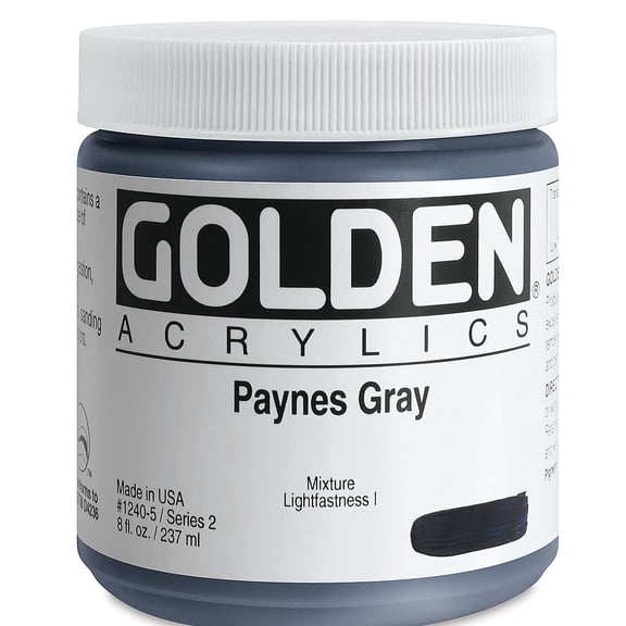 Golden Heavy Body Artist Acrylics - Paynes Gray, 8 oz Jar