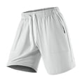 thumbnail image 6 of Hurxie Men's Athletic Running Shorts 7''/8'' with Zipper Pockets, Quick Dry Lightweight Gym Workout Basketball Shorts White,2XL, 6 of 7