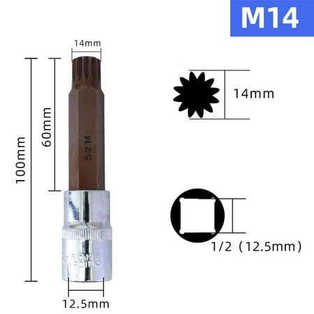 

RANMEI 100mm M5-M18 12.7mm Drive Wrench Socket Adapter 12 Point Screwdriver Bit