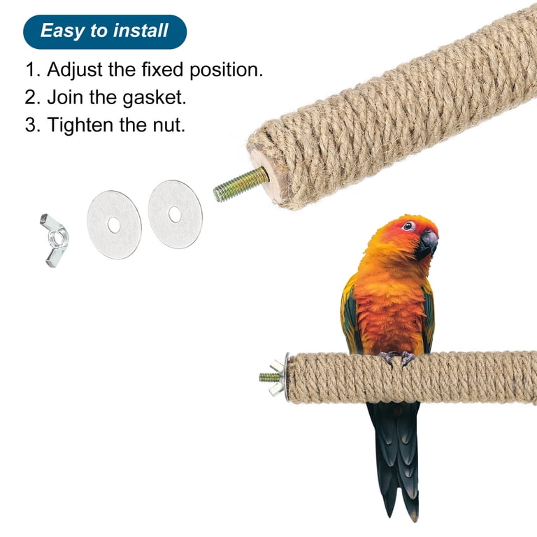 Posatoi In Legno Per Pappagalli - 4 Pezzi Con Superficie Abrasiva Per Cura Artigli - Foto 2