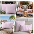 thumbnail image 4 of Pink White Stripe Outdoor Pillow Covers 16x16 Set of 2,Waterproof Patio Throw Pillowcase Protectors,Modern Minimalist Geometric Striped Decorative Pillow Shams Cushion Covers for Seat Bed Couch Sofa, 4 of 8