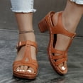 thumbnail image 5 of Women's Cutout Chunky Heel Sandals, Wide Width Fish Toe Summer Heels for Women, Adjustable Buckle Casual Dress Sandals, Non-Slip Platform Shoes, 5 of 8