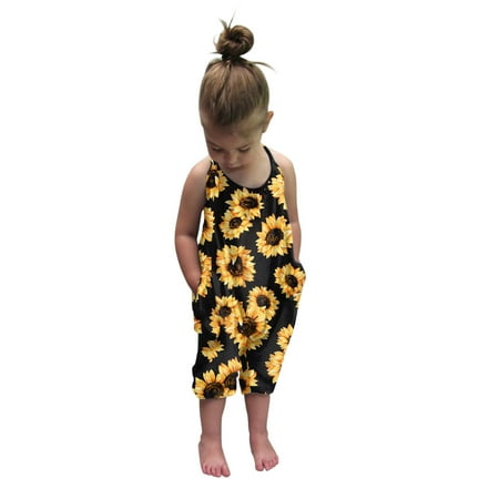

Hunpta Strap Floral One Toddler Outfits Piece Jumpsuit Baby Kids Romper Girls Sunflower Girls Romper&Jumpsuit