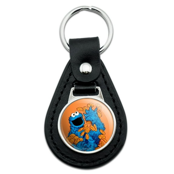 Black Leather  Sesame Street Vintage Cookie Monster Keychain