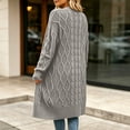 thumbnail image 4 of Womens Cable Knit Longline Cardigan Sweater Oversized Long Sleeve Casual Fall Winter Tops, 4 of 4