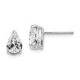 thumbnail image 3 of 14K White Gold 7x5mm Pear Cubic Zirconia Stud Earrings, 3 of 5