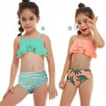 thumbnail image 5 of Bullpiano 2-12T Toddler Girls Ruffled Swimsuits Two-Pieces Bathing Suits Cami Crop Top And Striped Bikini Bottoms Quick Dry Swimwear Kids Sunsuit Tankini Suit for Summer Vacation (Green), 5 of 7