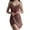 Red Brown, variant on Women Sexy Perspective Slip Dress V-Neck Sleeveless Low-Cut Stylish Mini Backless Dress Side Split Short Skirt