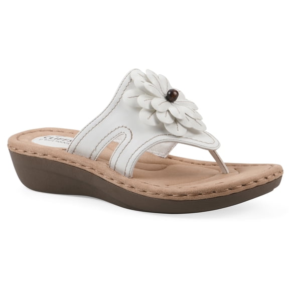 Cliffs by White Mountain Women's Cashlyn Floral Mini Wedge Sandal - Medium & Wide Width