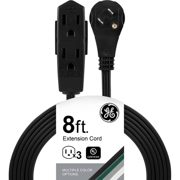 Cable de extensión GE de 3 salidas, 2,4 m, con múltiples salidas, negro