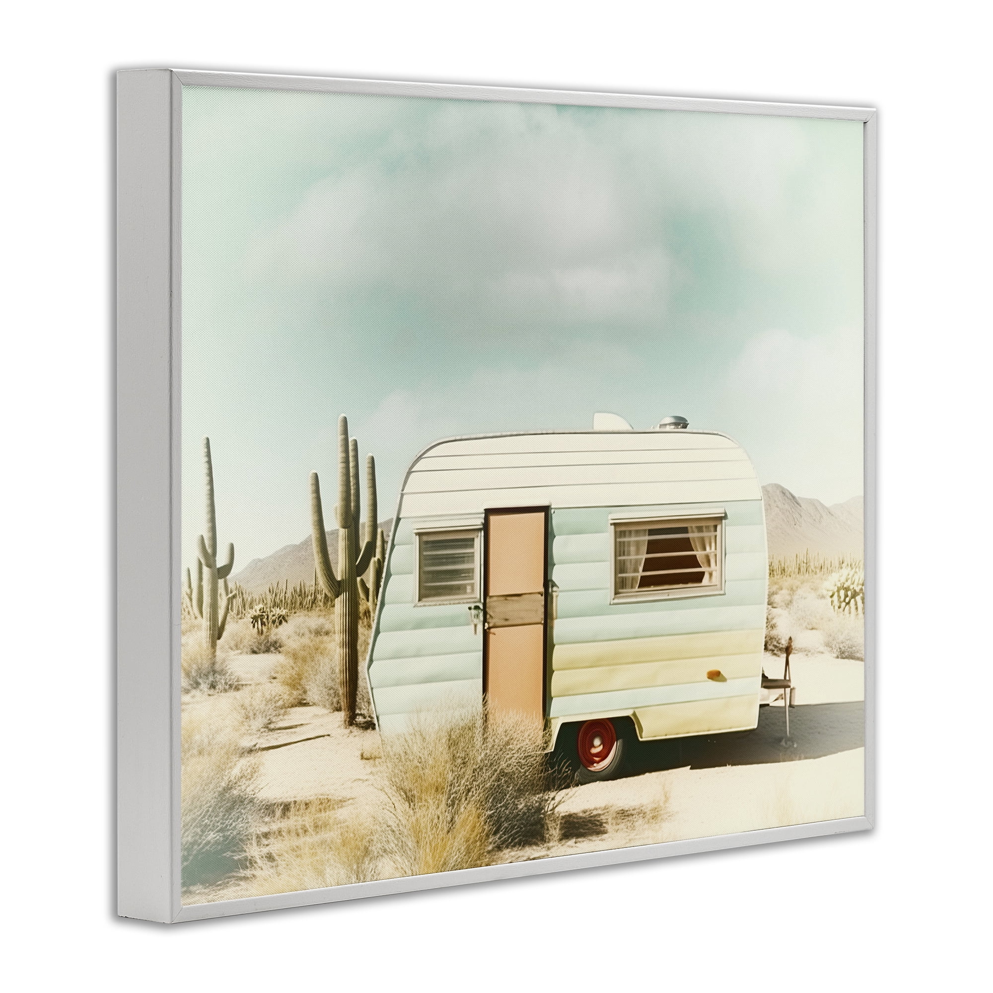 Desert Trip Vintage White Framed Giclee Art, design by Decent Exposures