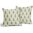 thumbnail image 2 of Watercolor Green Christmas Tree Throw Pillow Covers 18x18 Set of 2 Rustic Xmas Vintage Holiday Print Decorative Outdoor Pillowcases Winter Farmhouse Cushion Cases Decor for Couch Sofa Bed, 2 of 6
