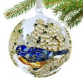 thumbnail image 3 of Cloisonne Blue Birds Glass Ball Ornament, Gift Boxed Holiday Floral Decoration, 3 of 6