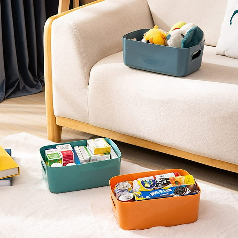 Casewin 4Pcs Plastic Storage Boxes, Yellow Storage Baskets, 24.5