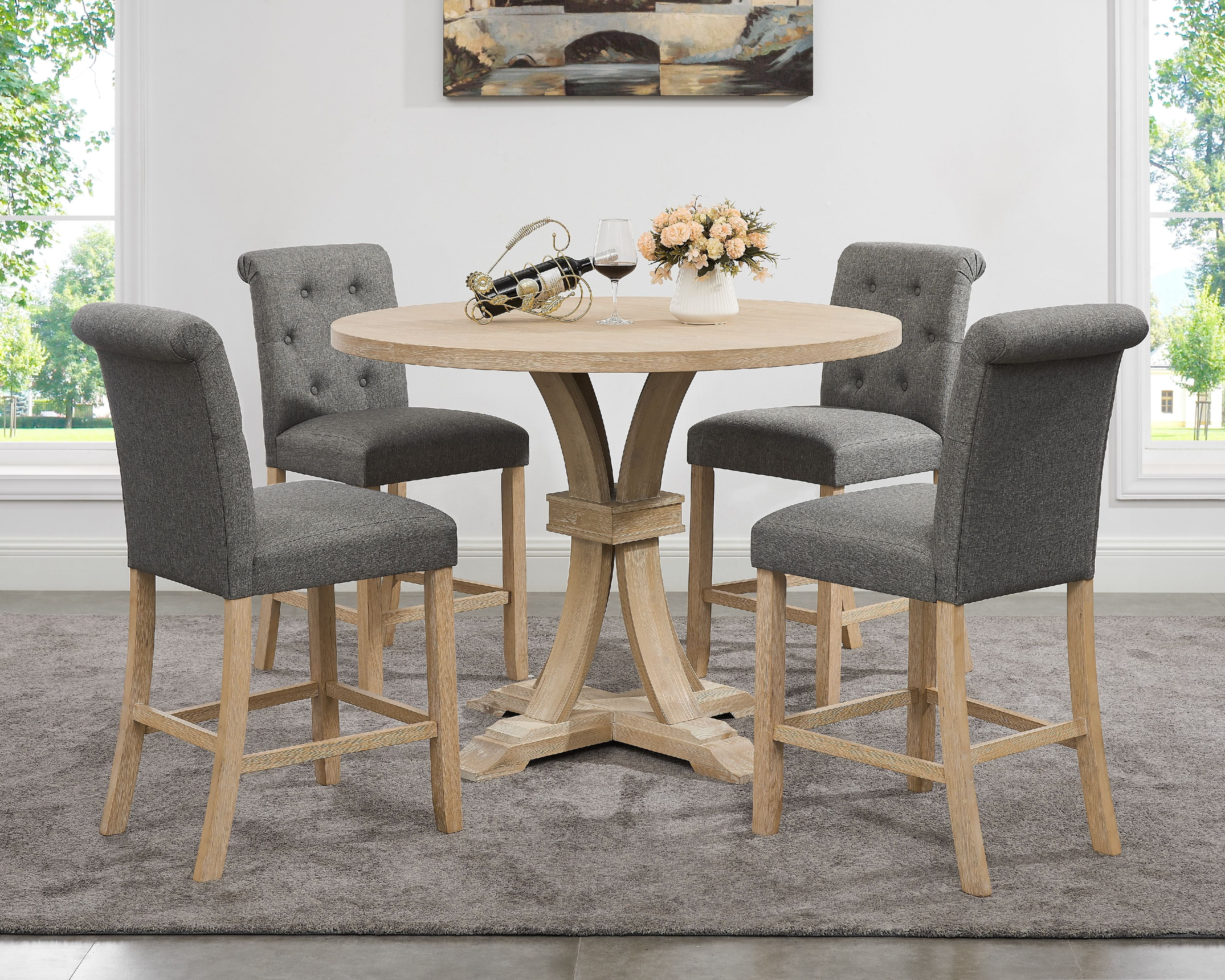 White Round Dining Room Table For 4