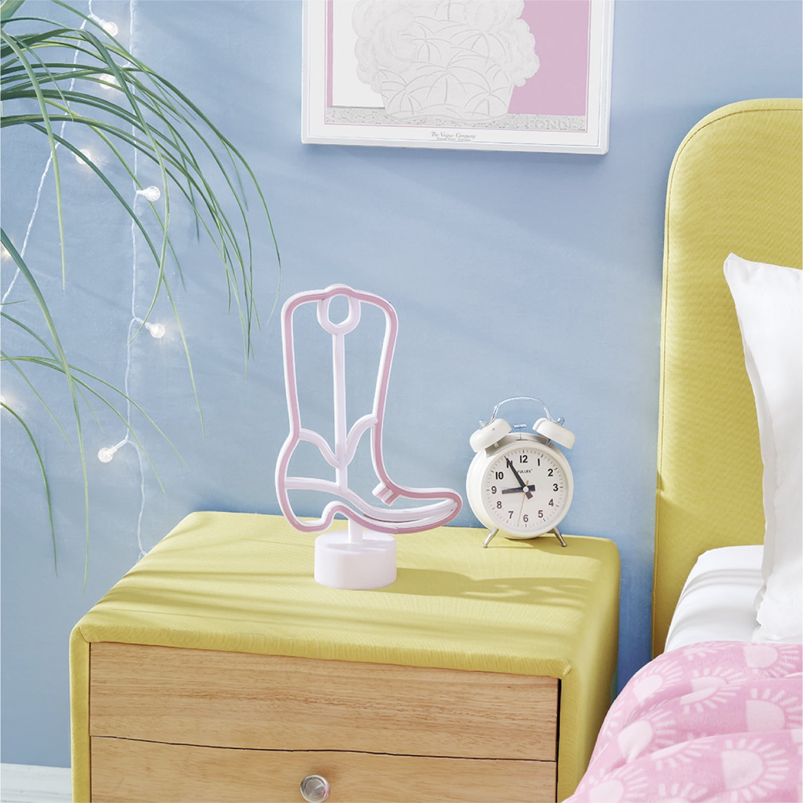 Urban Shop 12" H Cowboy Boot LED Neon Table Light, Pink and White