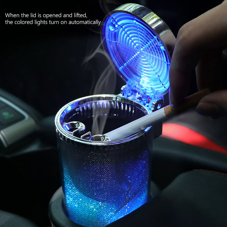 Hotbest Car Ashtray with LED Light and Flip Lid Self Extinguishing Ash Tray Air Vent Ash Tray Container Smoke Cup Holder Plastic Vehicle Ashtray for