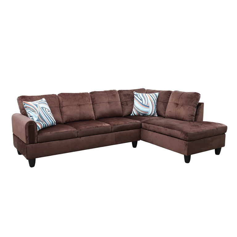 Hommoo Flannel 4-Seat Couch Sofa Set, L Shaped Couch Living Room