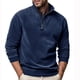 thumbnail image 1 of Blusa y camisa de manga larga con cuello alto para hombre, informal, de color liso, con cremallera, de poliéster, 1 of 6