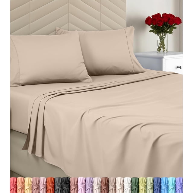 Bedding Queen Sheet Set - Brushed Microfiber - Soft Bed Sheets for Queen Size Bed Set - Luxury Bedding Sheets with Fitted Sheet, Flat Sheet & 2 Pillow Cases - Deep Pocket