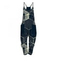 thumbnail image 5 of Dezsed Women Wide Legs Bodycon Jumpsuit Women Casual Boho Print Pocket Romper Long Playsuit Strap Sleeveless Jumpsuit Navy XXL, 5 of 5