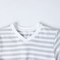 thumbnail image 6 of HILEELANG 4–13 Little/Big Girls Gray White Stripe V-Neck Short Sleeve Dress with Waist Tie Size 6-7, 6 of 8