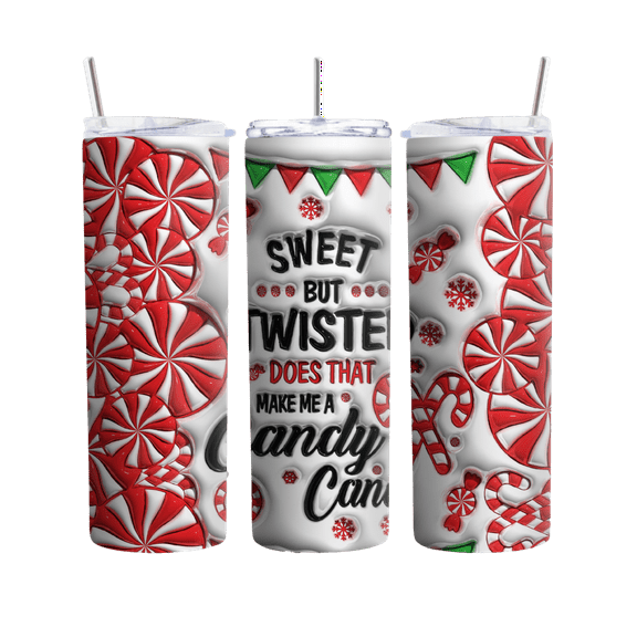Peppermint Candy Cane Christmas Tumbler, Red and White Holiday Cup, Festive Seasonal Drinkware, Perfect for Winter Celebrations