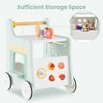 thumbnail image 3 of INFANS 6 in 1 Wooden Baby Walker, Play Kitchen Playset, Toddler Push Learning Activity with Wheels Shape Sorter Movable Slider, Montessori Educational Toy for Girls Boys 1-3 Years, 3 of 9