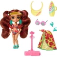 thumbnail image 1 of Barbie Extra Fly Minis Travel Doll, Beach Look with Pink-Streaked Pigtails in Swimsuit, Sarong & Accessories, 1 of 5