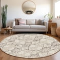 thumbnail image 3 of HomeRoots 676659 8 ft. Ivory Taupe & Beige Abstract Washable Round Area Rug with UV Protection, 3 of 6