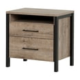 thumbnail image 2 of HomeStock Eclectic Exclusivity 2-Drawer Nightstand - End Table With Storage, Weathered Oak and Matte Black with Metal Handles - 17"D x 21.75"W x 22.63"H, 2 of 5