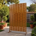 thumbnail image 2 of Tcbosik Metal Privacy Screen for Indoor Outdoor, Freestanding Decorative Divider for Balcony, Deck, Lawn, Patio, Garden, Backyard, Poolside, Brown, 2 of 8