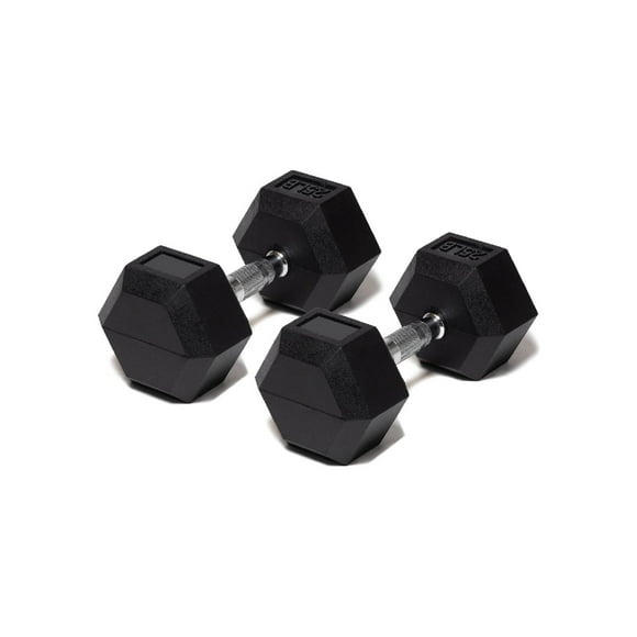 Par Mancuerna Hexagonal 25 Lb con Revestimiento en Goma MDFitness Pesa, Dumbbell MDFitness Hexagonal Recubierta