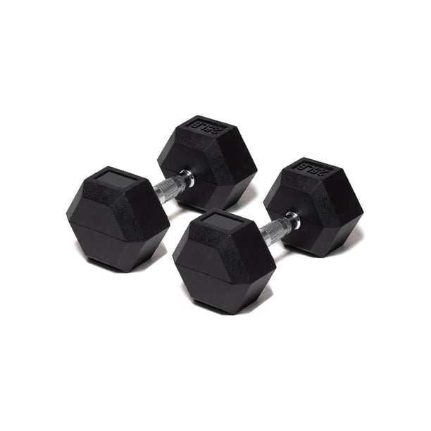Par Mancuerna Hexagonal 25 Lb con Revestimiento en Goma MDFitness Pesa, Dumbbell MDFitness Hexagonal Recubierta