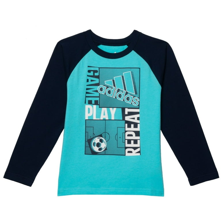 Adidas Boy's Play Game Print Raglan Long Sleeve Tee Casual Active T- Shirt - Walmart.com