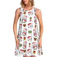 thumbnail image 1 of Balery Cute Christmas Hat Penguin A Vestidos de verano para mujer con estampado: vestido holgado sin mangas, vestido playero informal y cómodo para días calurosos., 1 of 7