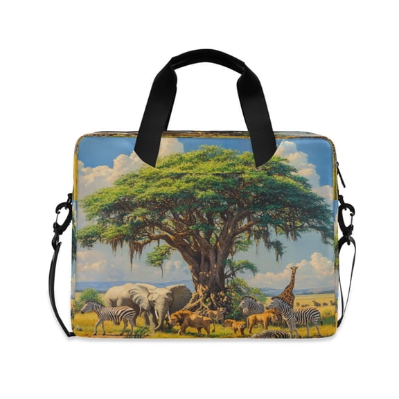 16inch Laptop Briefcase, Business Laptop Bag with Detachable Strap & Padded Compartment, Water-Resistant Polyester,Animals