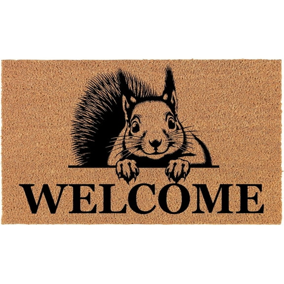 Welcome Doormat Door Mat Gift Welcome Peeking Squirrel 16x24 inch