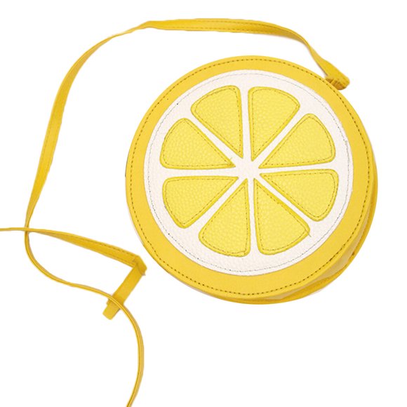 Yellow Round Orange Shape Crossbody Bag Chain Shoulder Bag PU Leather Round Purse Handbag