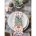thumbnail image 2 of White Boho Cloth Napkins Set of 4 Reusable Dinner Napkins, Retro Ethnic Colorful Flower Aesthetic Art Cocktail Napkin Washable Table Napkins for Wedding/Holiday Party/Baby Shower 20"x20", 2 of 7