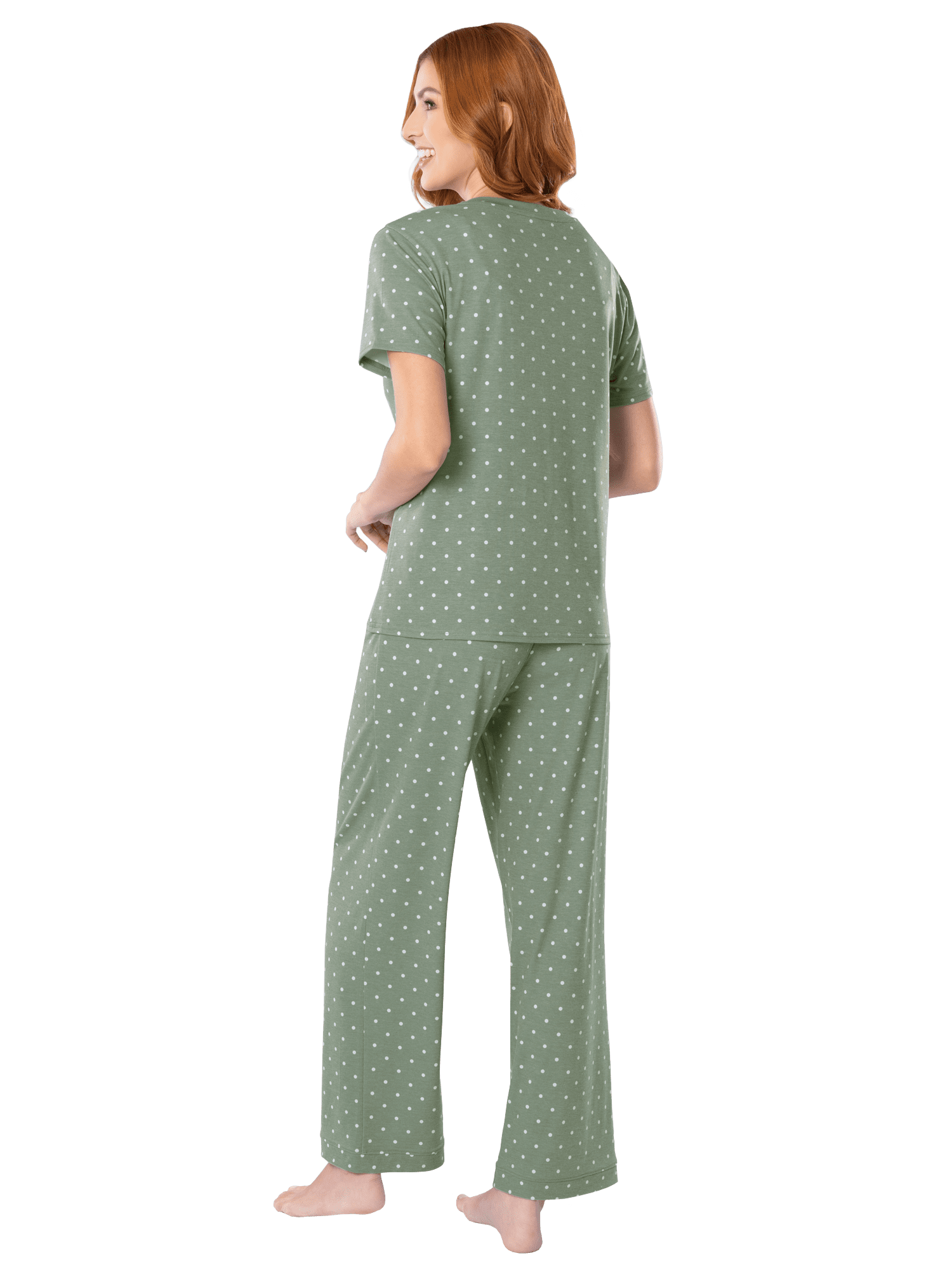 Fruit of the Loom Women's Soft & Breathable V-Neck Short Sleeve Top & Pajama Pant Set, Sizes S-4X