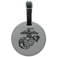 thumbnail image 1 of Marine Corps USMC Black White Eagle Globe Anchor Logo Officially Licensed Round Leather Luggage Card Suitcase Carry-On ID Tag, 1 of 8