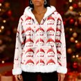 thumbnail image 2 of Women's Casual Fashion Long-Sleeve Zip-Up Fleece Hooded Cardigan with Christmas Print, Cozy and Warm for Winter Season,Pink,2XL, 2 of 8