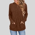 thumbnail image 2 of VOUZZA Hoodies for Women Solid Color Long Sleeve Pullover Sweatshirt with Pocket, Casual Hooded Sweater Top for Fall Winter, 2 of 8